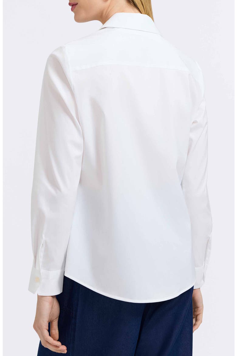 Marlee Leopard Trim Cotton Blend Button-Up Shirt, Alternate, color, WHITE