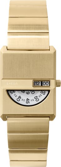 BREDA Pulse Tandem Stainless Steel Bracelet Watch, 26mm | Nordstrom