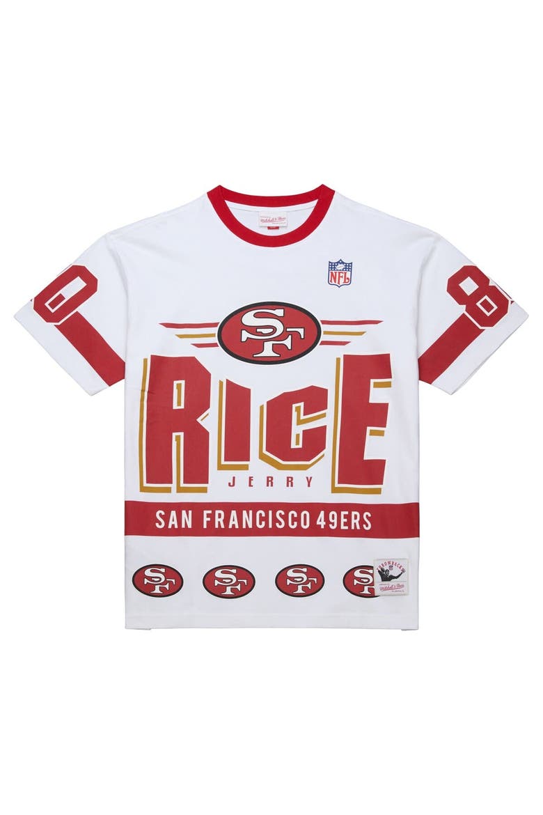 Men's Mitchell & Ness Jerry Rice White San Francisco 49ers Name & Number Team Origins Vintage Logo T-Shirt, Alternate, color, White