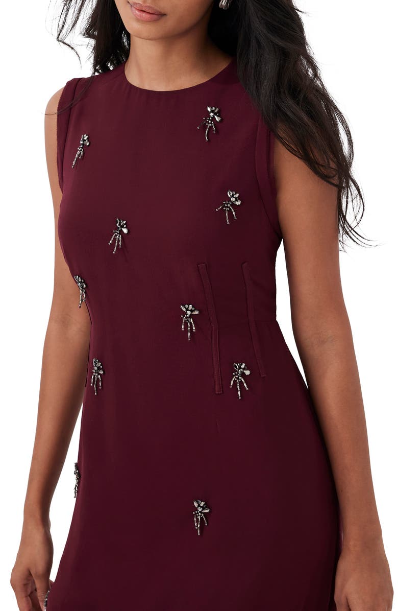 MINT VELVET Diamante Midi Dress, Alternate, color, Burgundy