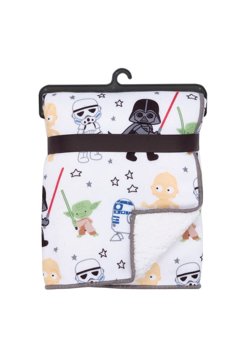 Star Wars Classic Fleece Baby Blanket - Yoda/Darth Vader/R2-D2/C-3PO, Alternate, color, White