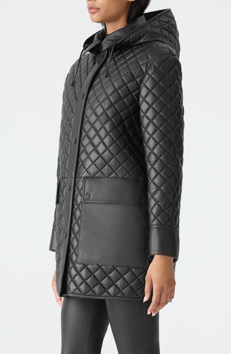 Mackage Litzy Quilted Hooded Leather Jacket, Alternate, color, Black