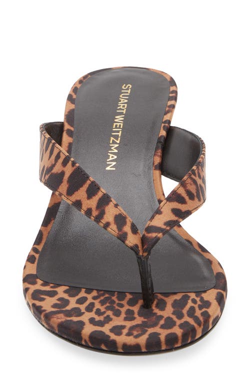 Stuart Weitzman Rio Leopard-print Nylon Kitten-heel Thong Sandals