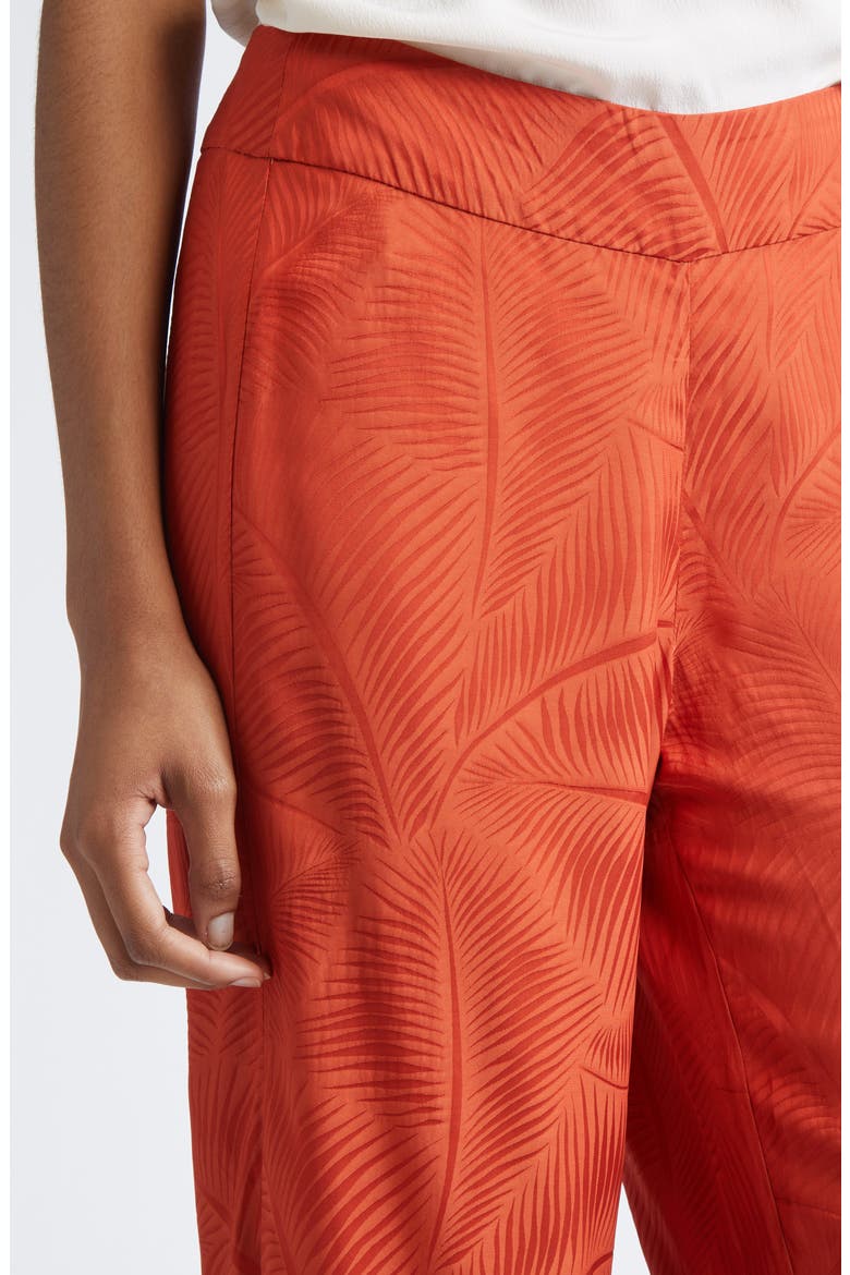 Laid Back Energy Palm Jacquard Wide Leg Satin Pants, Alternate, color, RUST
