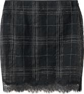 MANGO Checkered Linen Blend Miniskirt