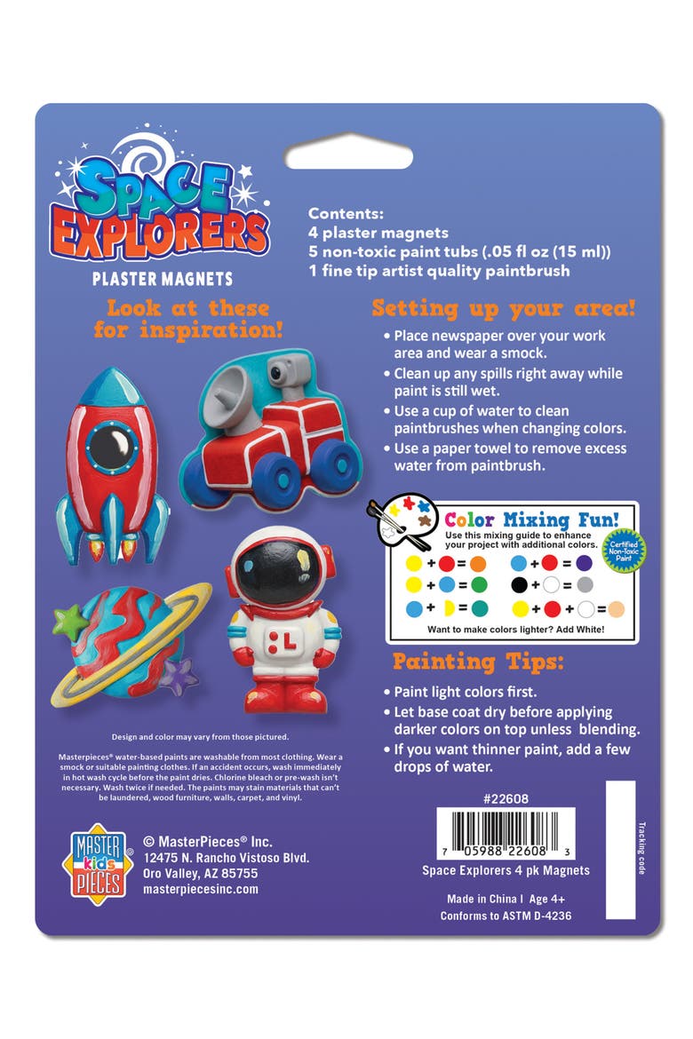MasterPieces - Space Explorers - 4-Pack Plaster Magnets Paint Kit, Alternate, color, Multicolor