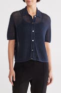 Theory Neo Open Stitch Linen Blend Mesh Cardigan
