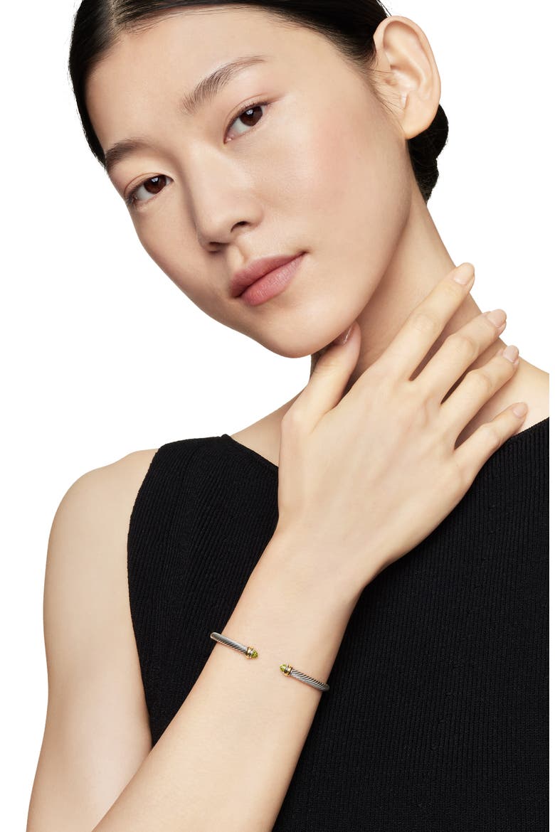 Cable Classic Bracelet with 18K Gold & Semiprecious Stones, 4mm, Alternate, color, PERIDOT
