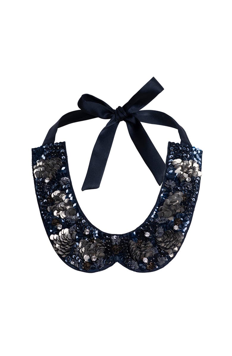 Anne Fontaine Satin Collar, Alternate, color, Blue