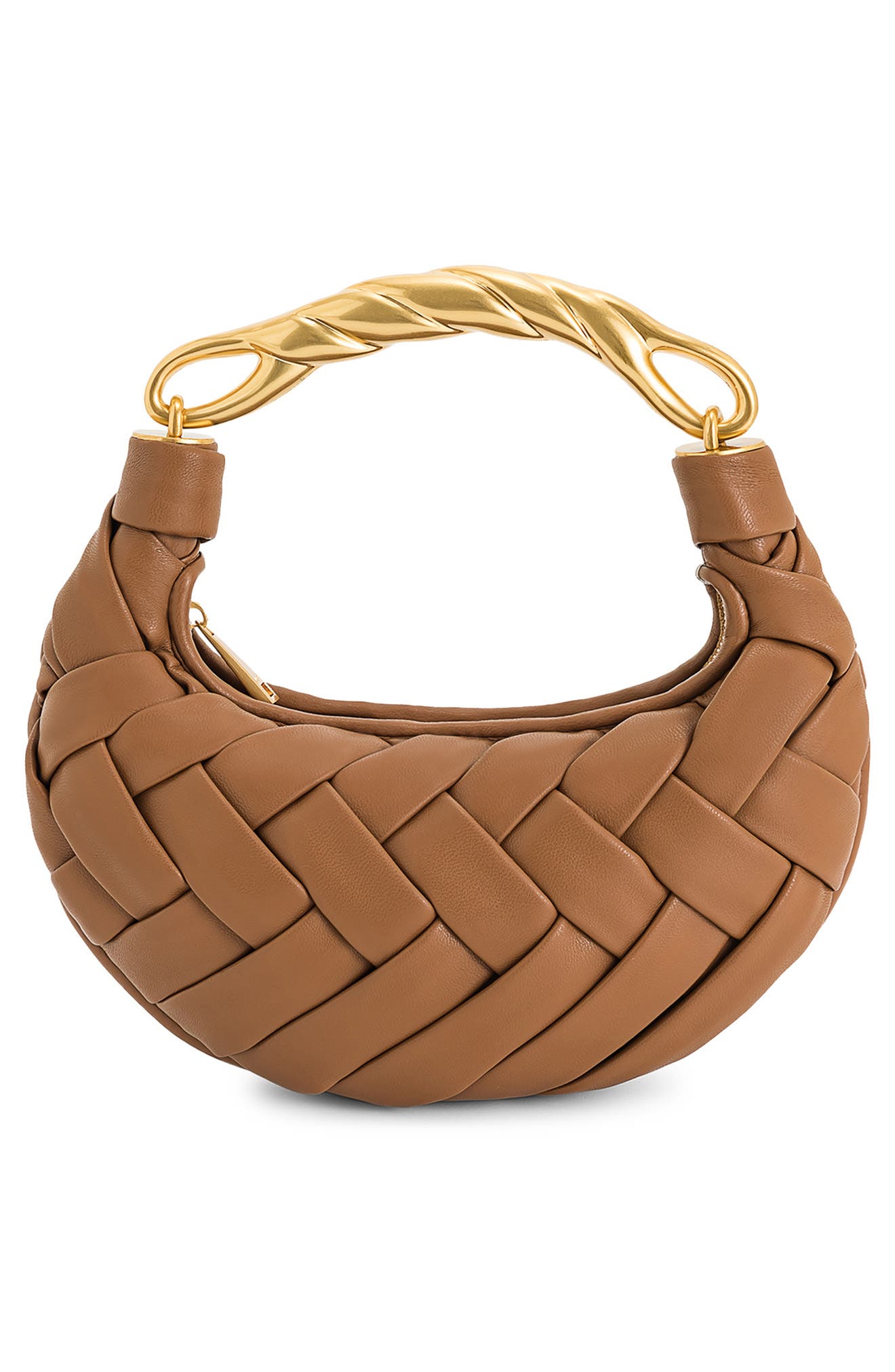 JW PEI Orla Woven Faux Leather Clutch, Alternate, color, Brown Leather With Gold