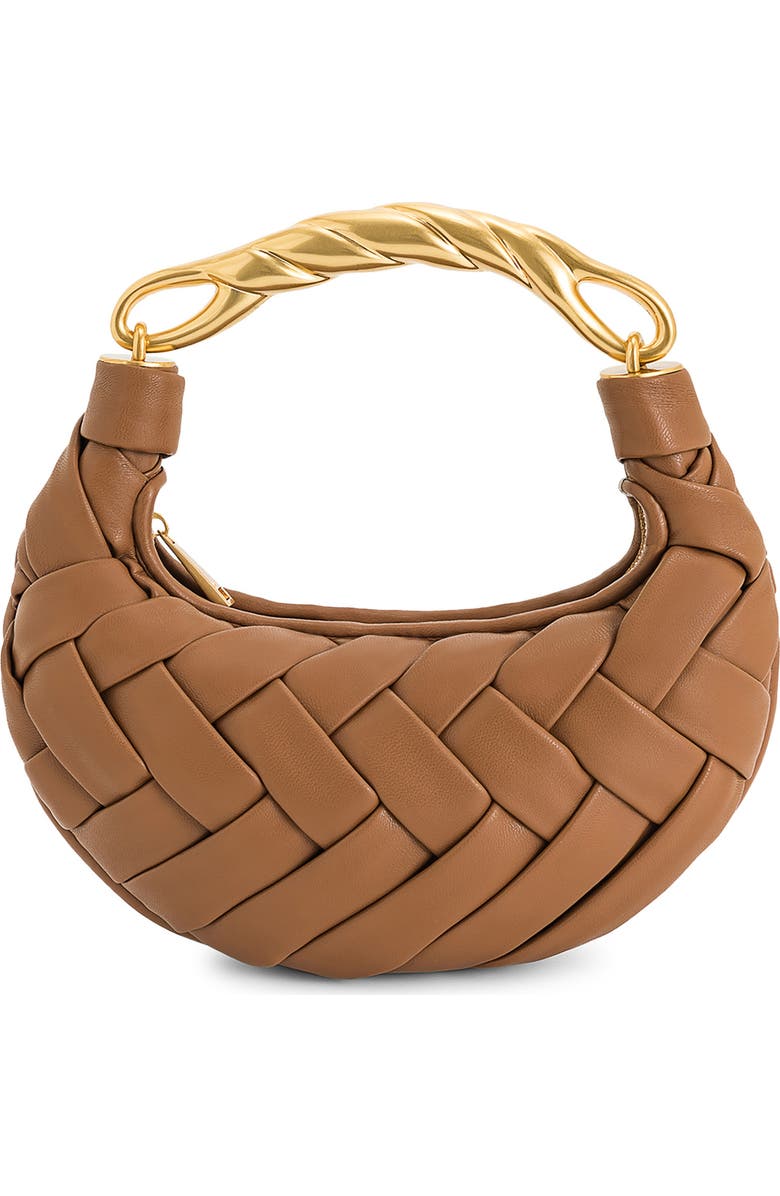 JW PEI Orla Woven Faux Leather Clutch, Alternate, color, Brown Leather With Gold