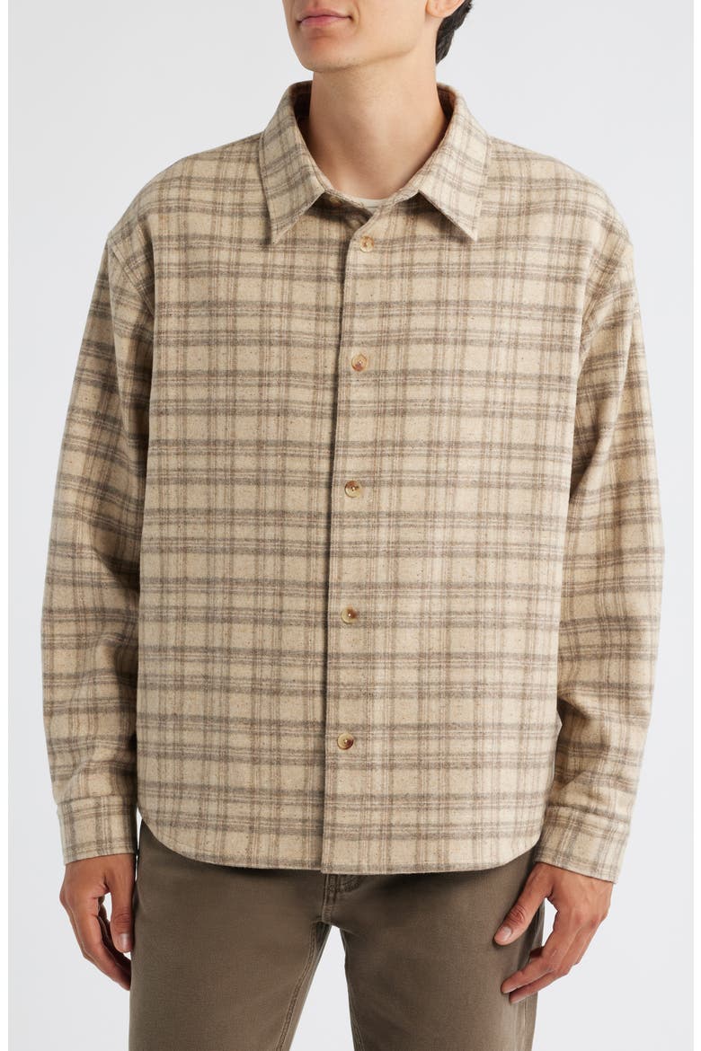 Plaid Wool Blend Overshirt, Alternate, color, BEIGE MULTI