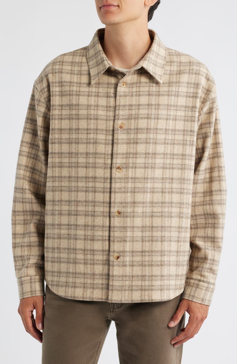FRAME Plaid Wool Blend Overshirt, Alternate, color, Beige Multi