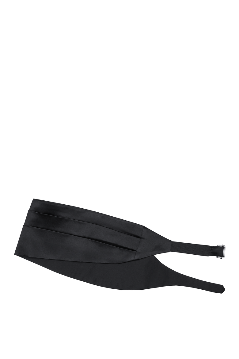 Cotton and silk satin cummerbund, Main, color, Black