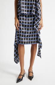 EENK Check Asymmetric Silk & Cotton Skirt