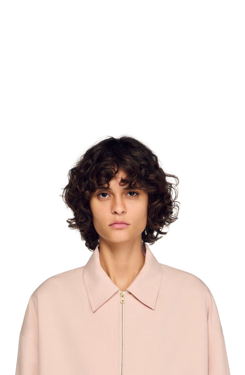 SANDRO Cotton and linen jacket, Alternate, color, Pink