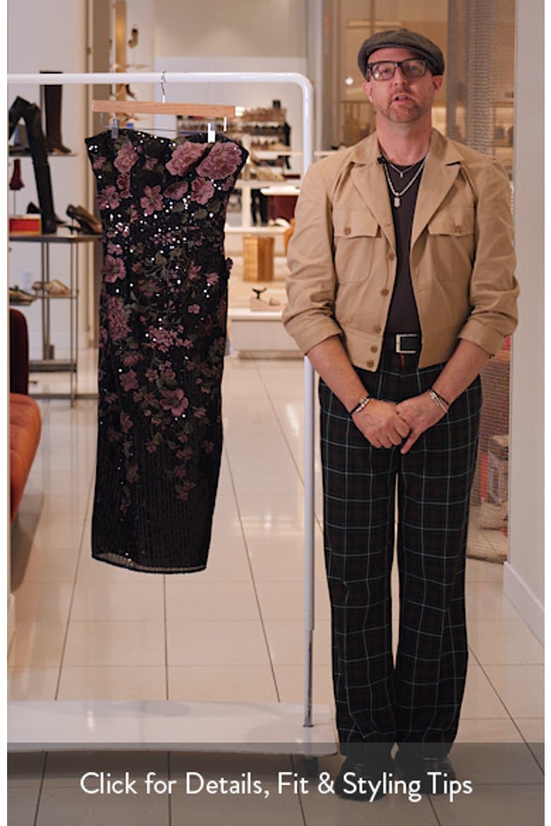 Shailene Floral Embroidered Sequin Strapless Cocktail Dress video