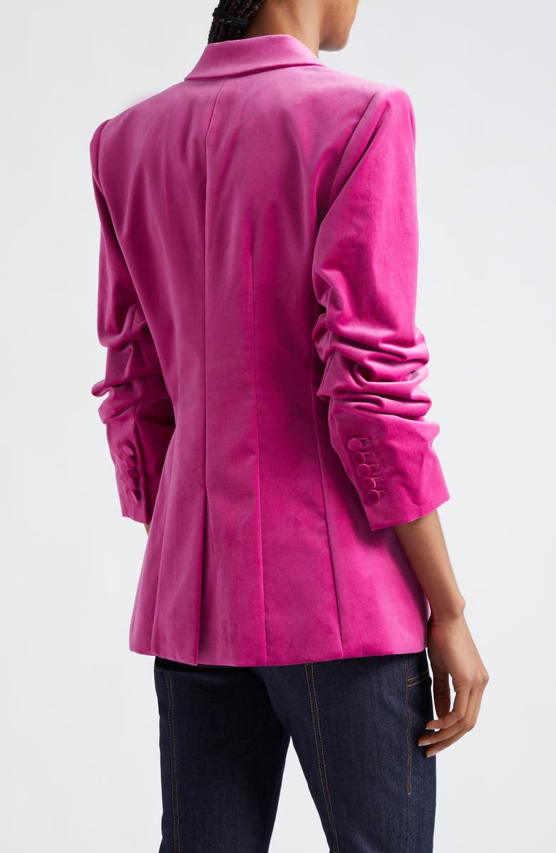 Cinq à Sept Cheyenne Ruched Sleeve Velveteen Blazer, Alternate, color, 