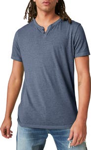 Lucky Brand Venice Button Neck Cotton Blend T-Shirt