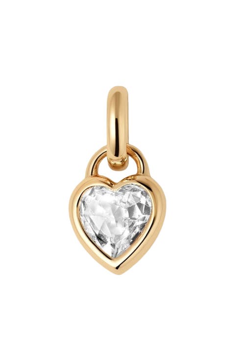 CZ Heart Padlock Charm