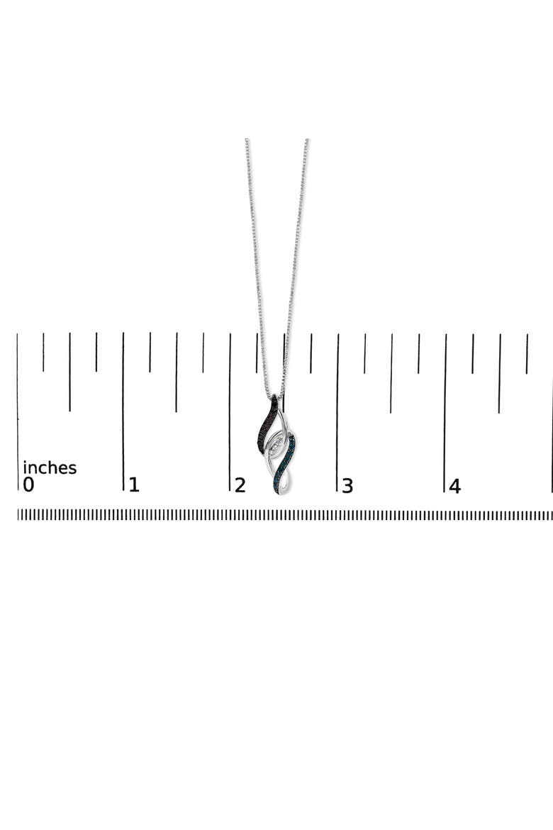 Sterling Silver 1/4 Cttw Black Blue White Diamond Linear Swirl Pendant Necklace, Alternate, color, Silver