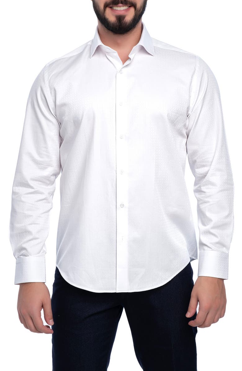 VELLAPAIS Berkley Slim Fit Cotton Dress Shirt, Main, color, White