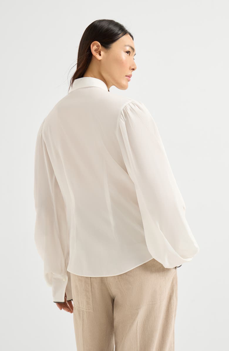 Brunello Cucinelli Crêpe de Chine shirt, Alternate, color, Ivory
