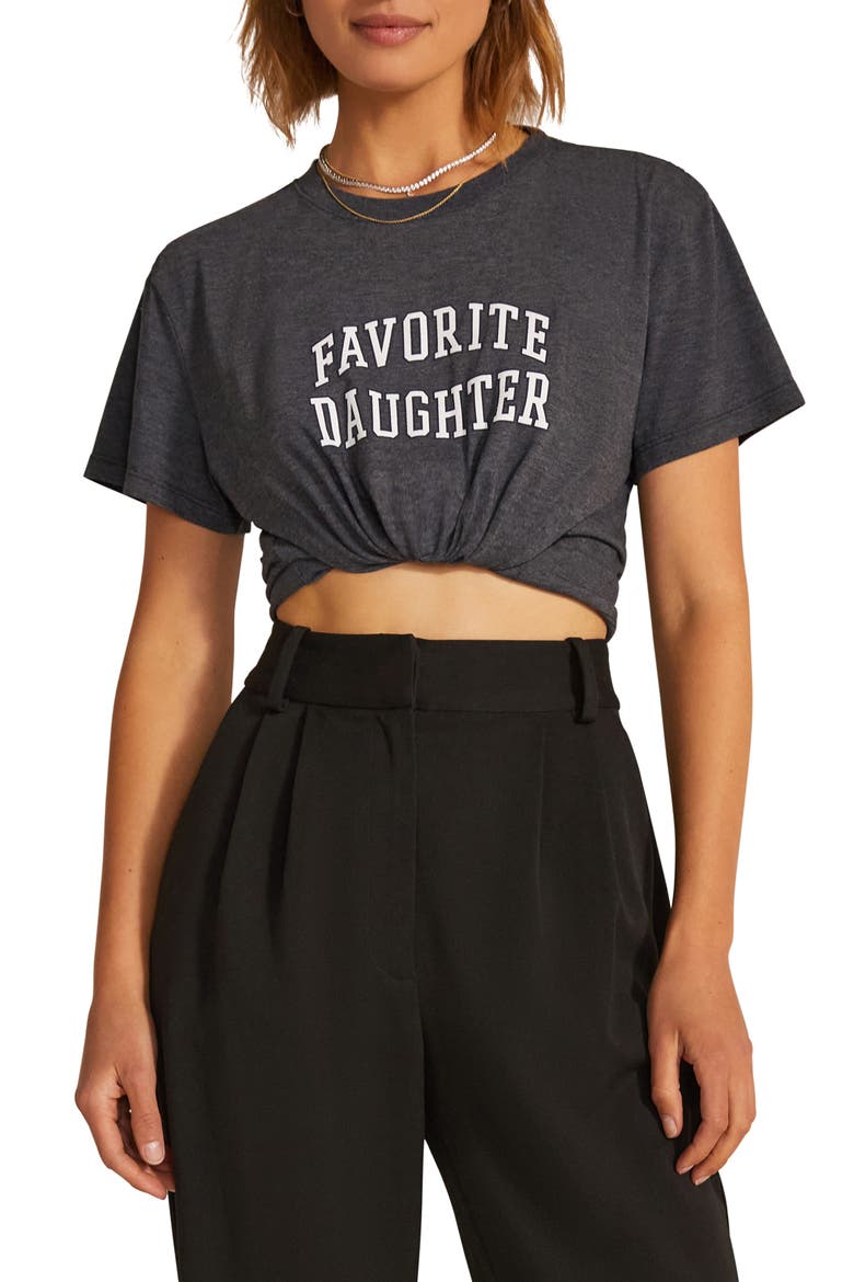 Collegiate Crop Graphic Tee, Main, color, CHARCOAL