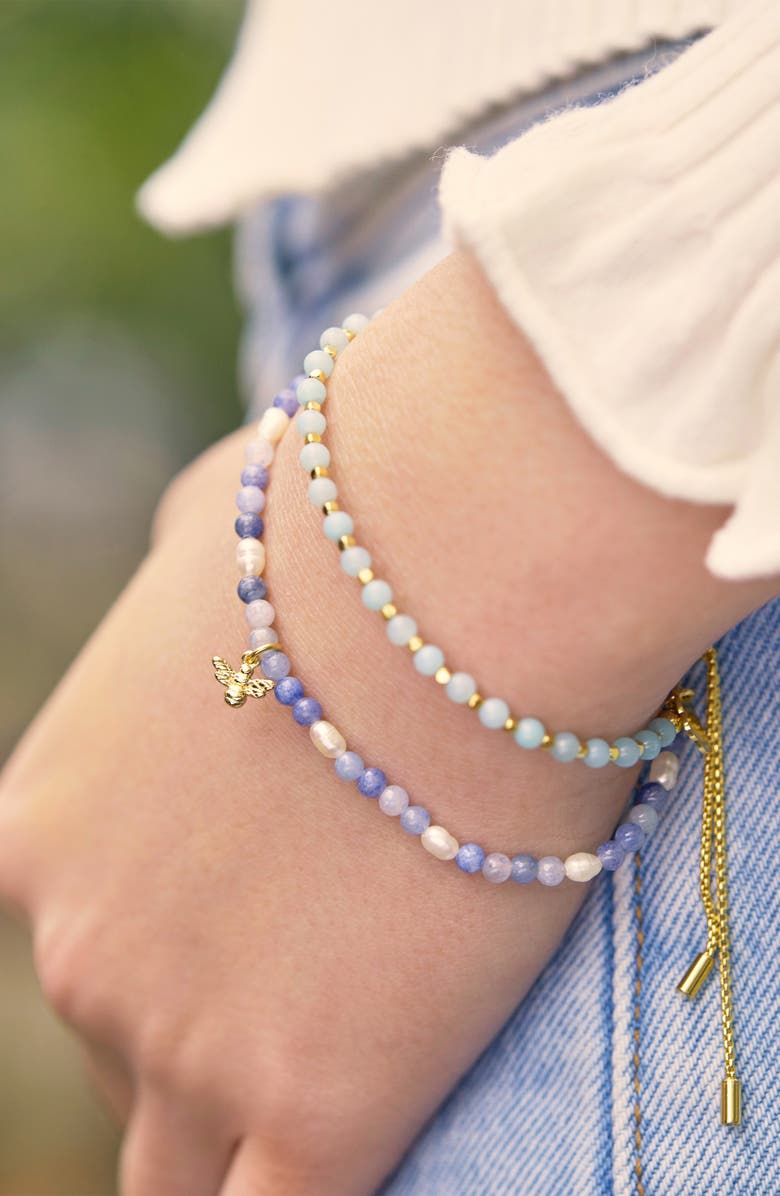 Estella Bartlett Blue Aventurine Beaded Bee Bracelet, Alternate, color, Gold