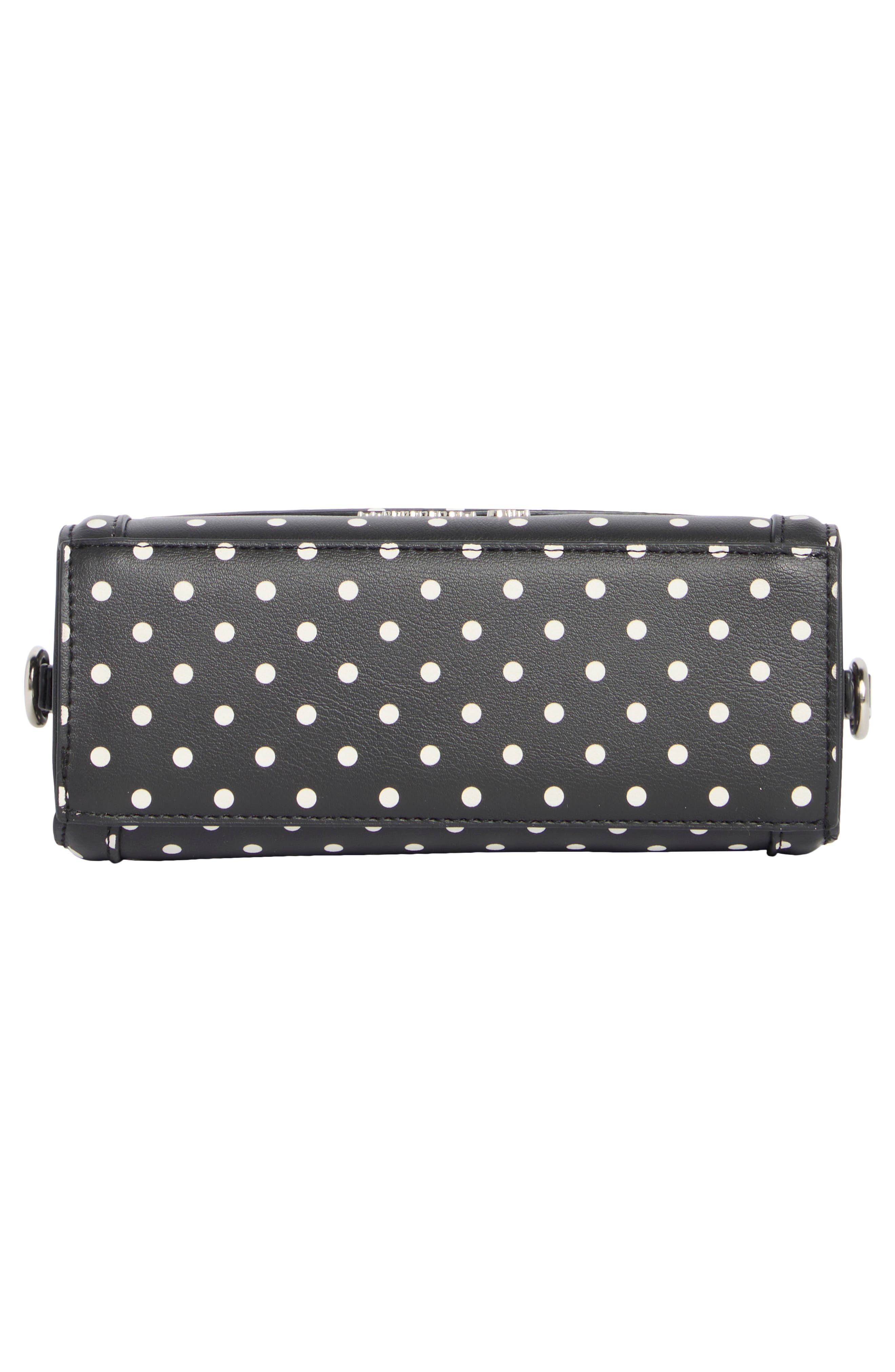 Madden Girl Daisy Charm Top Handle Crossbody Bag, Alternate, color, Black Polka Dots