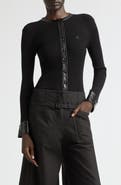 Courrèges Vinyl Trim Ribbed Cardigan