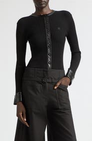Courrèges Vinyl Trim Ribbed Cardigan