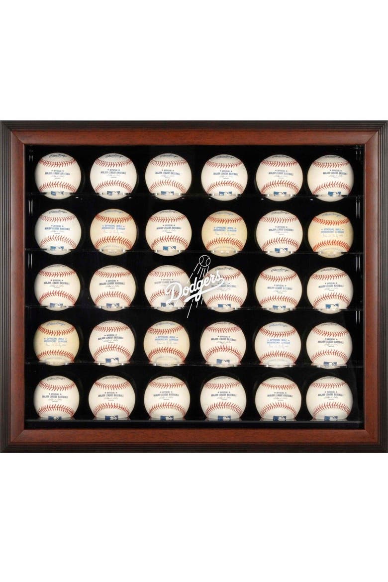 Los Angeles Dodgers Logo Brown Framed 30-Ball Display Case, Main, color, Brown