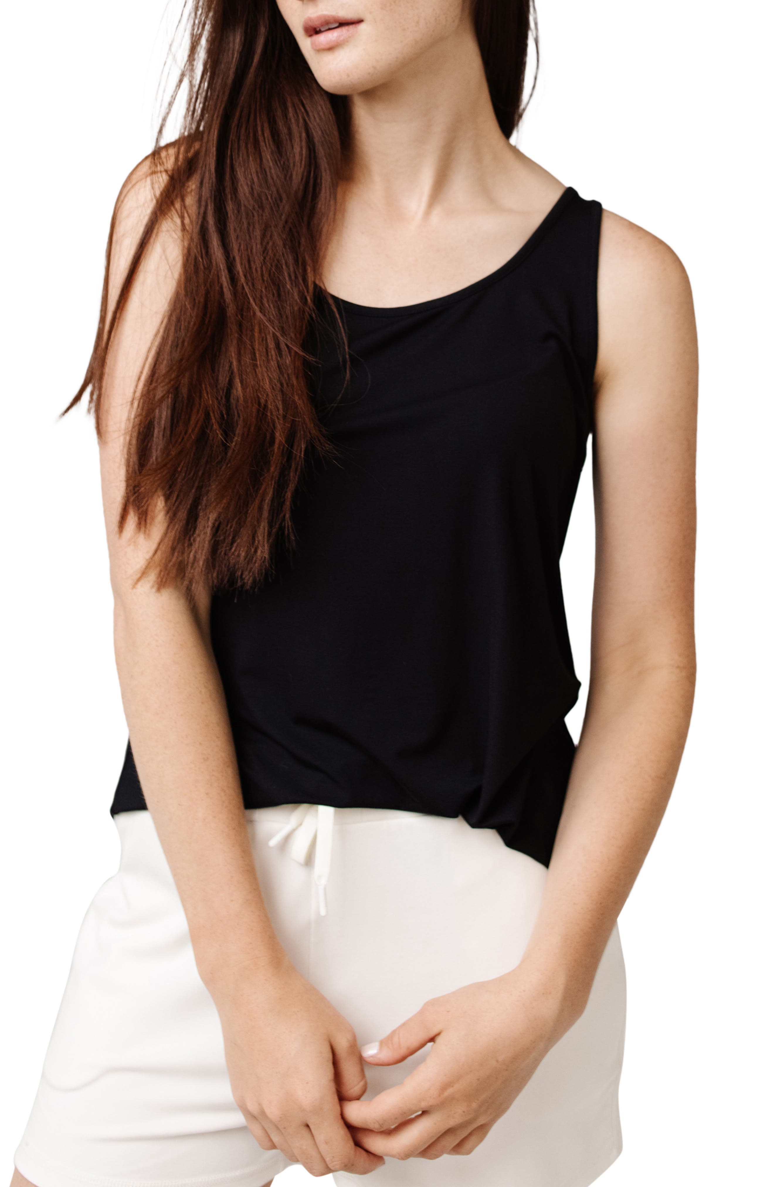 Cozy Earth Scoop Neck Pajama Top in Black 