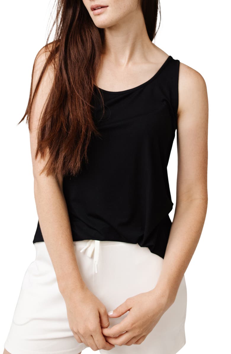 Cozy Earth Scoop Neck Pajama Top, Main, color, Black