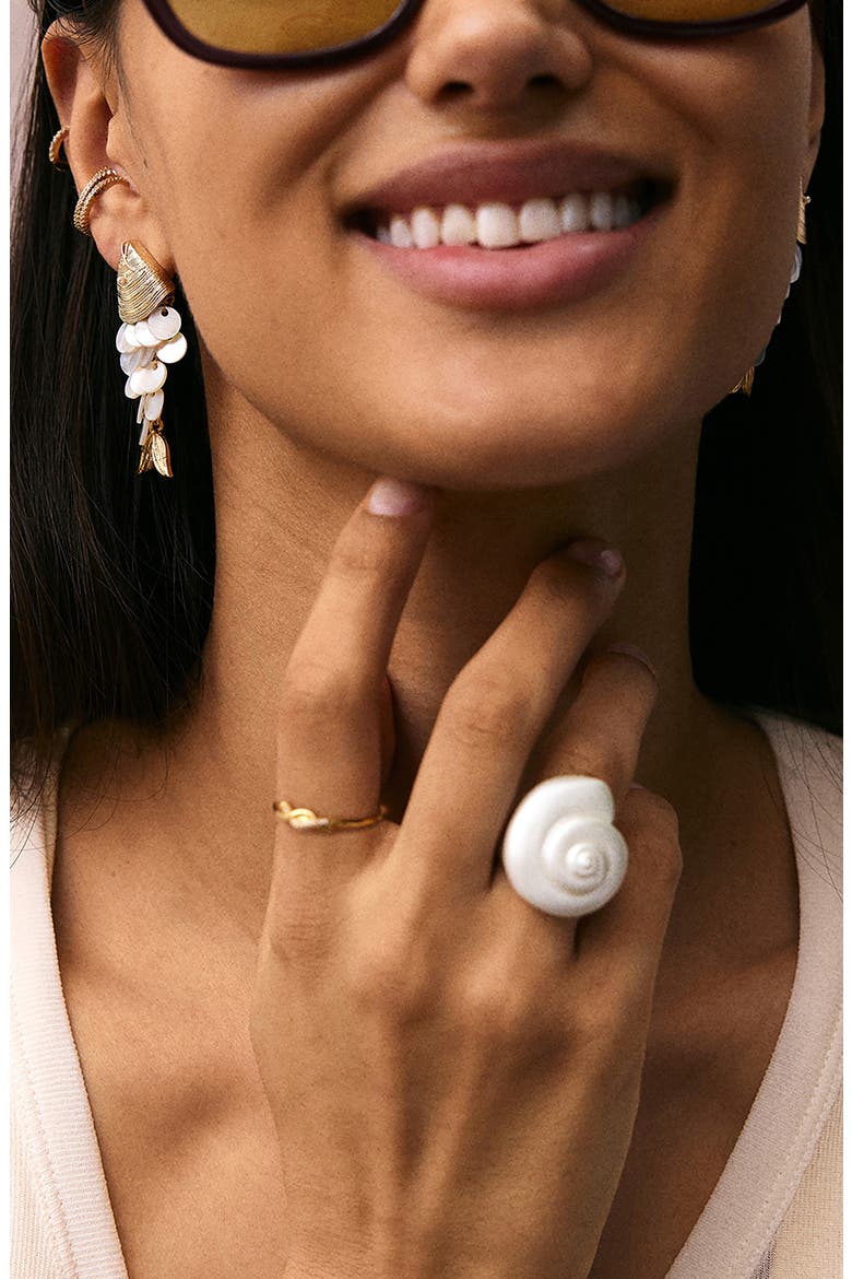 Marina Shell Statement Ring, Alternate, color, WHITE