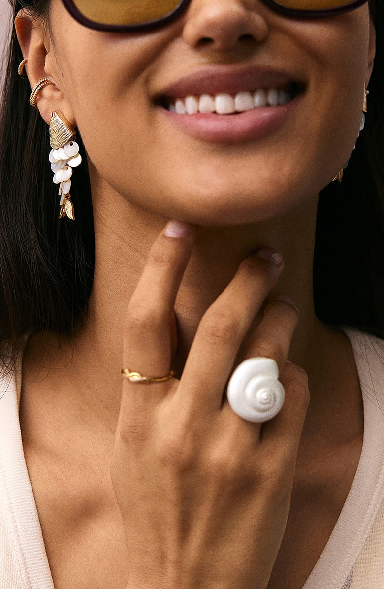 BaubleBar Marina Shell Statement Ring, Alternate, color, White