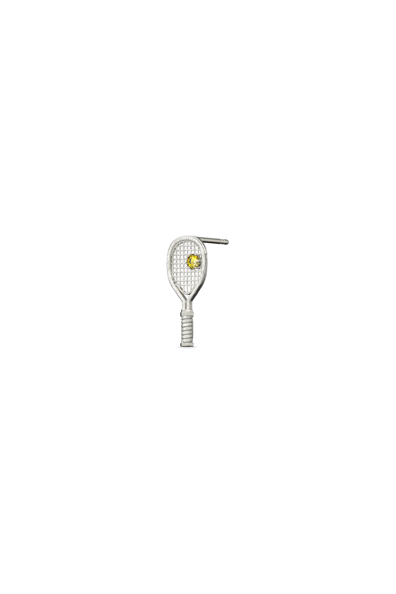 The Tennis Racket Stud Earring, Yellow Diamond, Alternate, color, Silver / Yellow Diamond