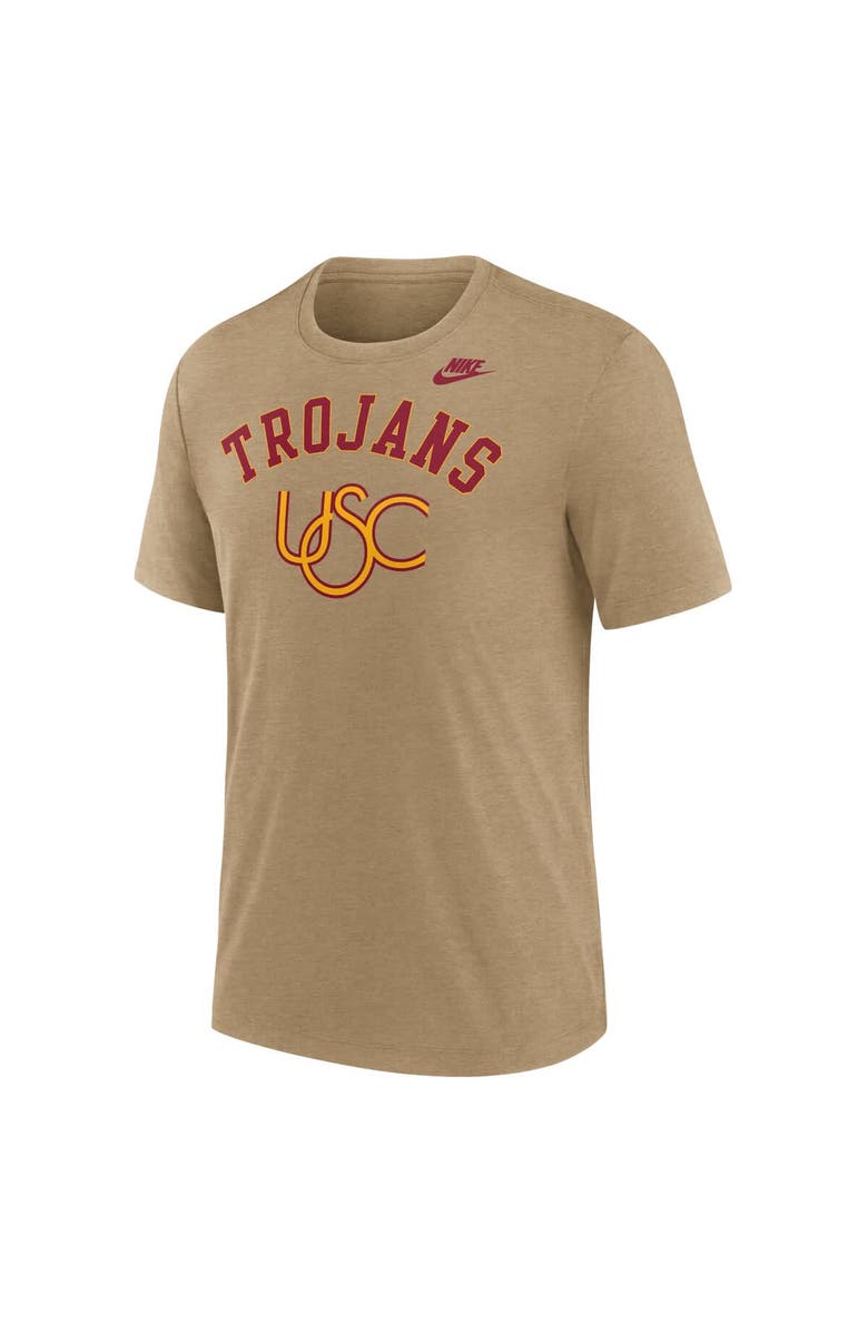 Nike Men's Nike Heather Light Brown USC Trojans Legacy Arch Tri-Blend T-Shirt, Alternate, color, Light Brown