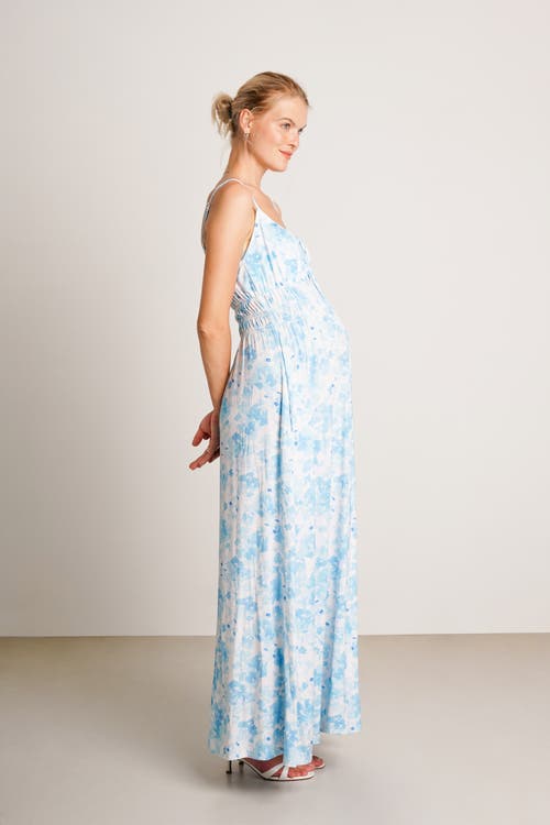 Nom Maternity Capri Floral Print Sleeveless Maternity Maxi Dress In Multi