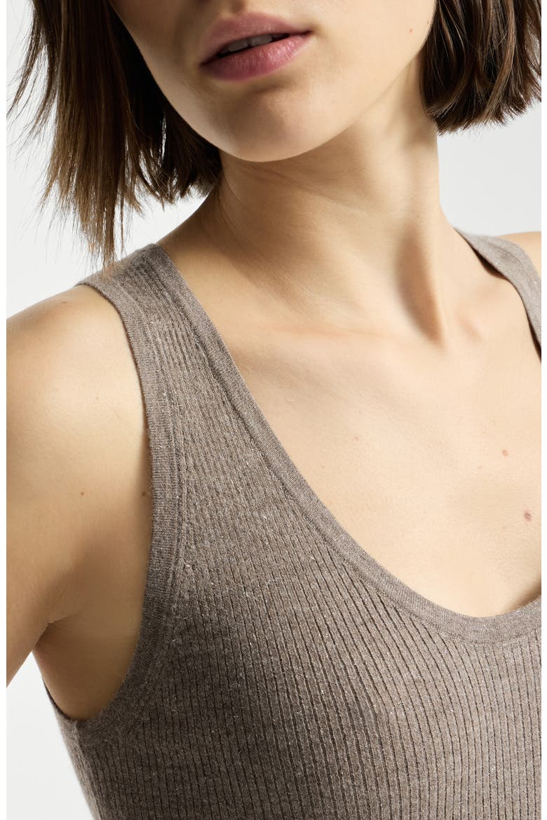 Sparkling Cashmere And Viscose Rib Knit Top, Alternate, color, Rope