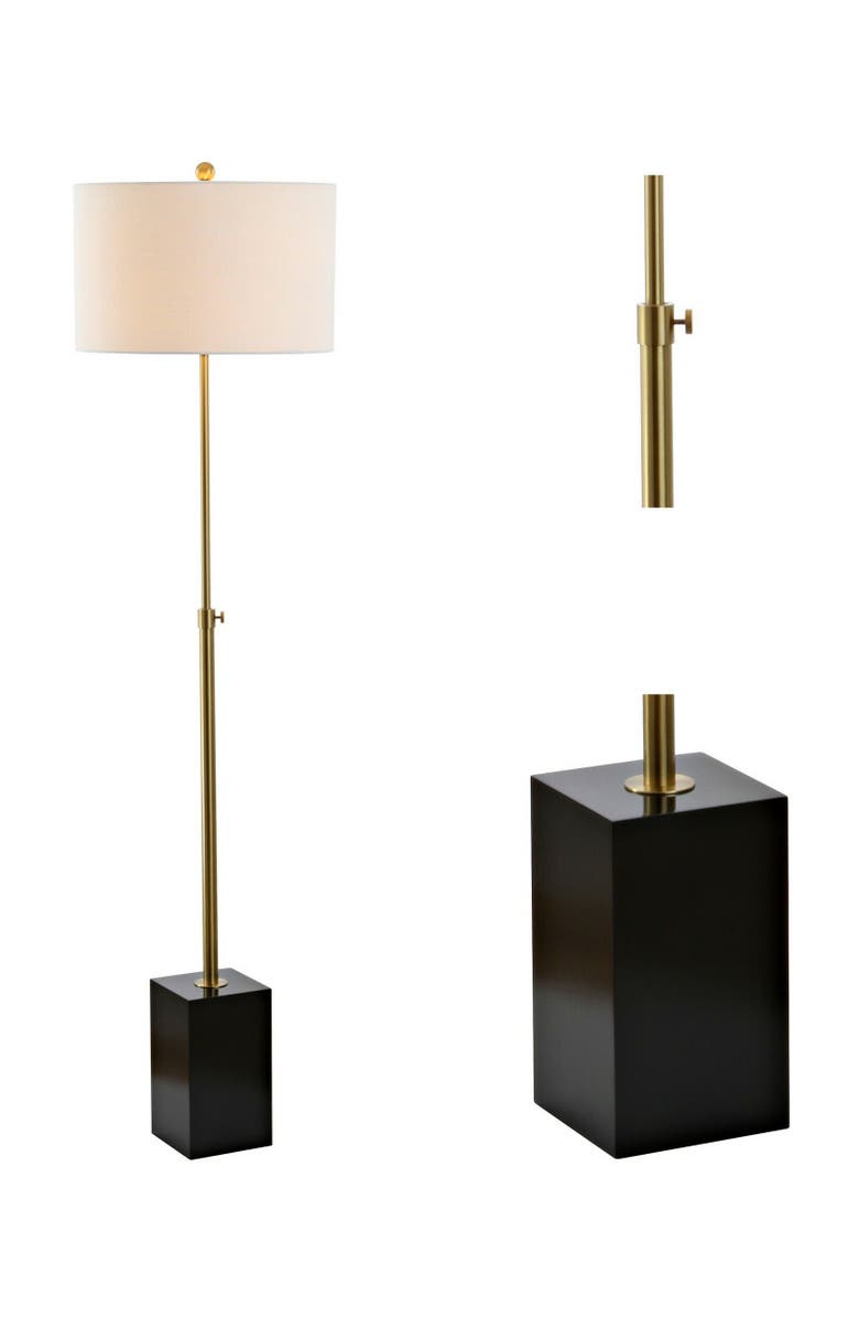 JONATHAN Y Lafayette 65" Adjustable Height LED Floor Lamp, Brass/Black, Main, color, Brass Gold/Black