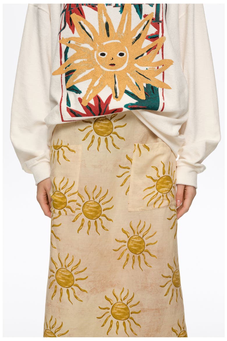 Linen A-Line Midi Skirt, Alternate, color, BIMBA BY THE SOUTH
