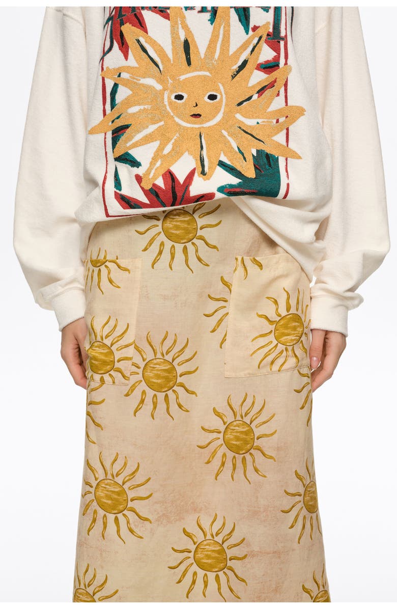 Bimba y Lola Linen A-Line Midi Skirt, Alternate, color, Bimba By The South