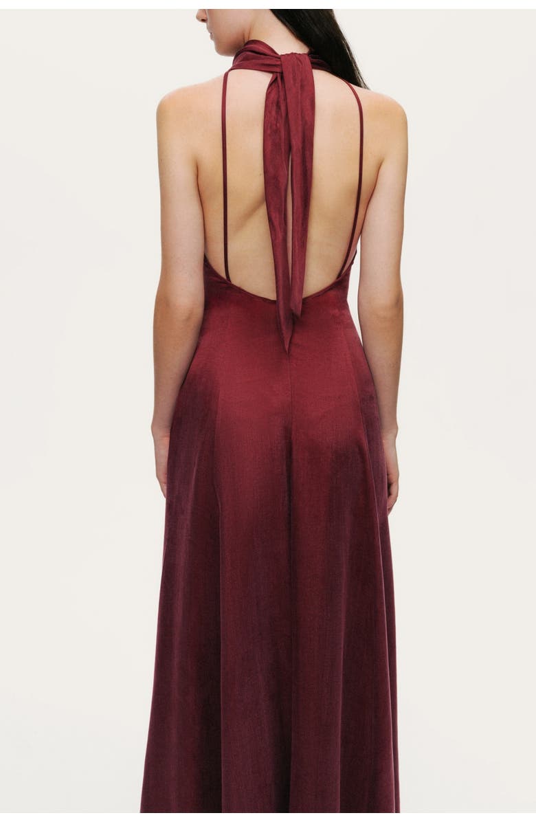 Nocturne Backless Tie-Back Halter Dress, Alternate, color, Burgundy