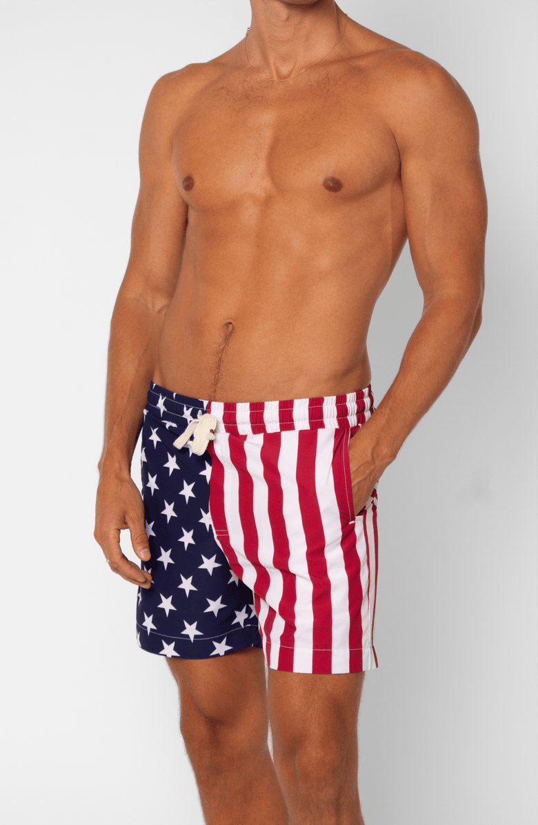 LEISURE LAB Stars + Stripes Swim Trunk, Alternate, color, Americana