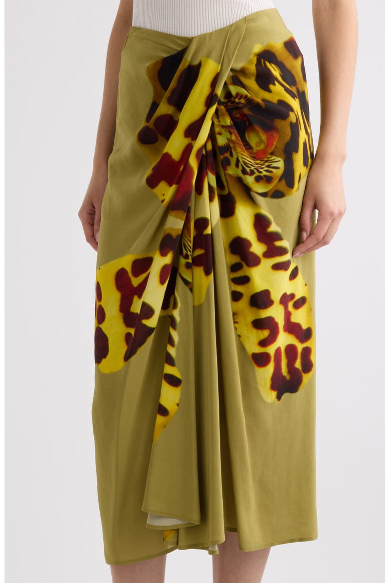 Sampa Leopard Orchid Print Faux Wrap Skirt, Alternate, color, OCRA