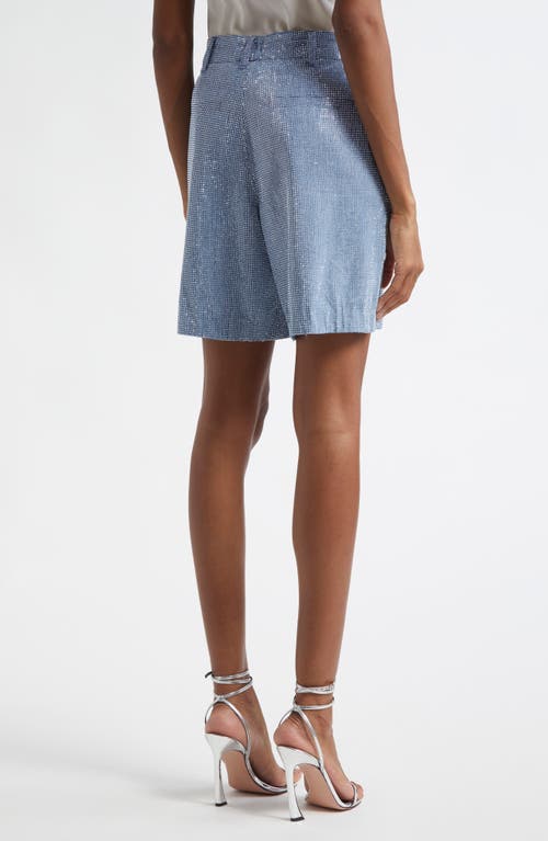 Cinq À Sept Cinq A Sept Chambray Rhinestone Shorts In Medium Blue