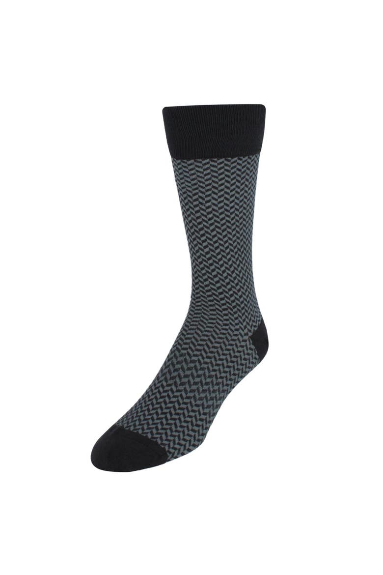Holden Herringbone Mid-Calf Pima Cotton Socks, Main, color, Charcoal and Grey Herringbone
