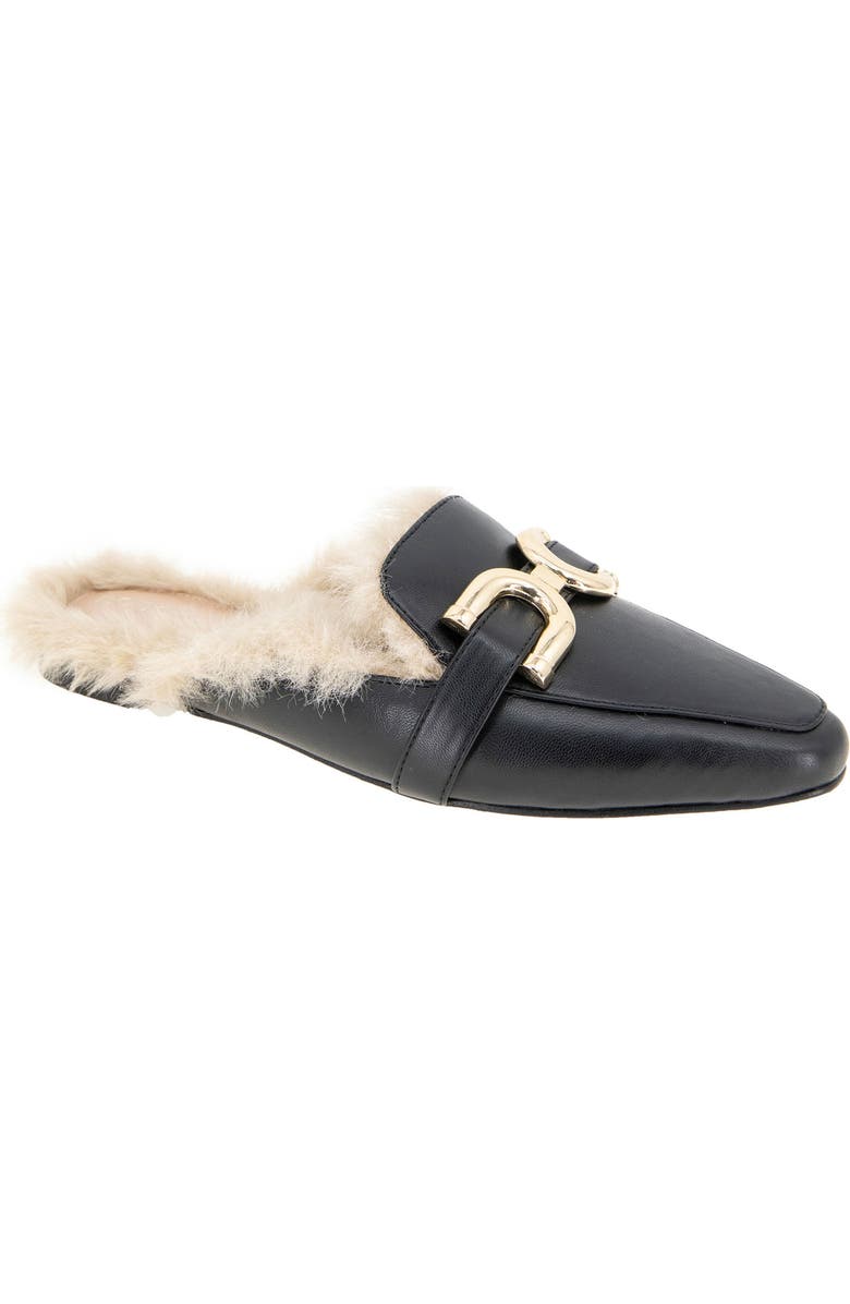 BCBGeneration Tara Bit Mule, Main, color, Black/Faux Fur